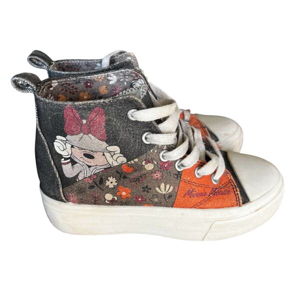 Minnie Mouse Detective  Little Girl One inch platform high top sneakers sz 2 - Picture 1 of 10